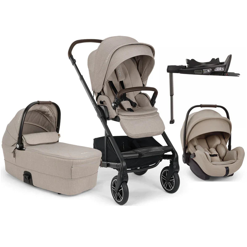 Nuna MIXX Next Pushchair, MIXX Next Carrycot, ARRA Flex Car Seat and BASE Curv Bundle, Chateau FREE Carrycot stand