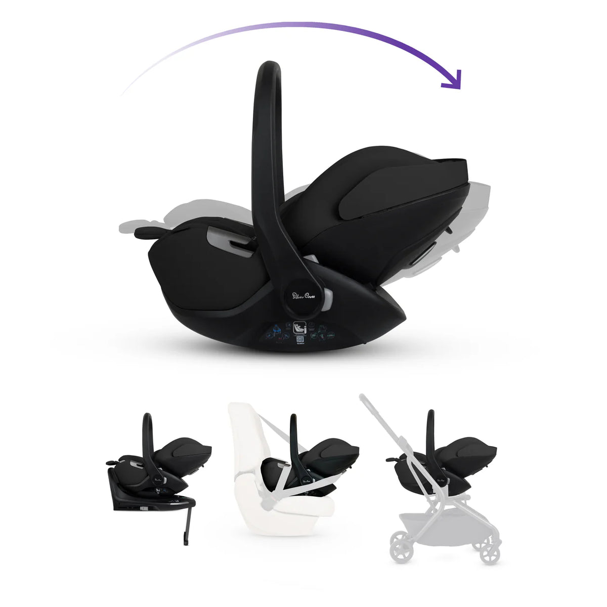 Silver Cross Nia Compact Travel System with Accessory Pack (12 Piece) Onyx