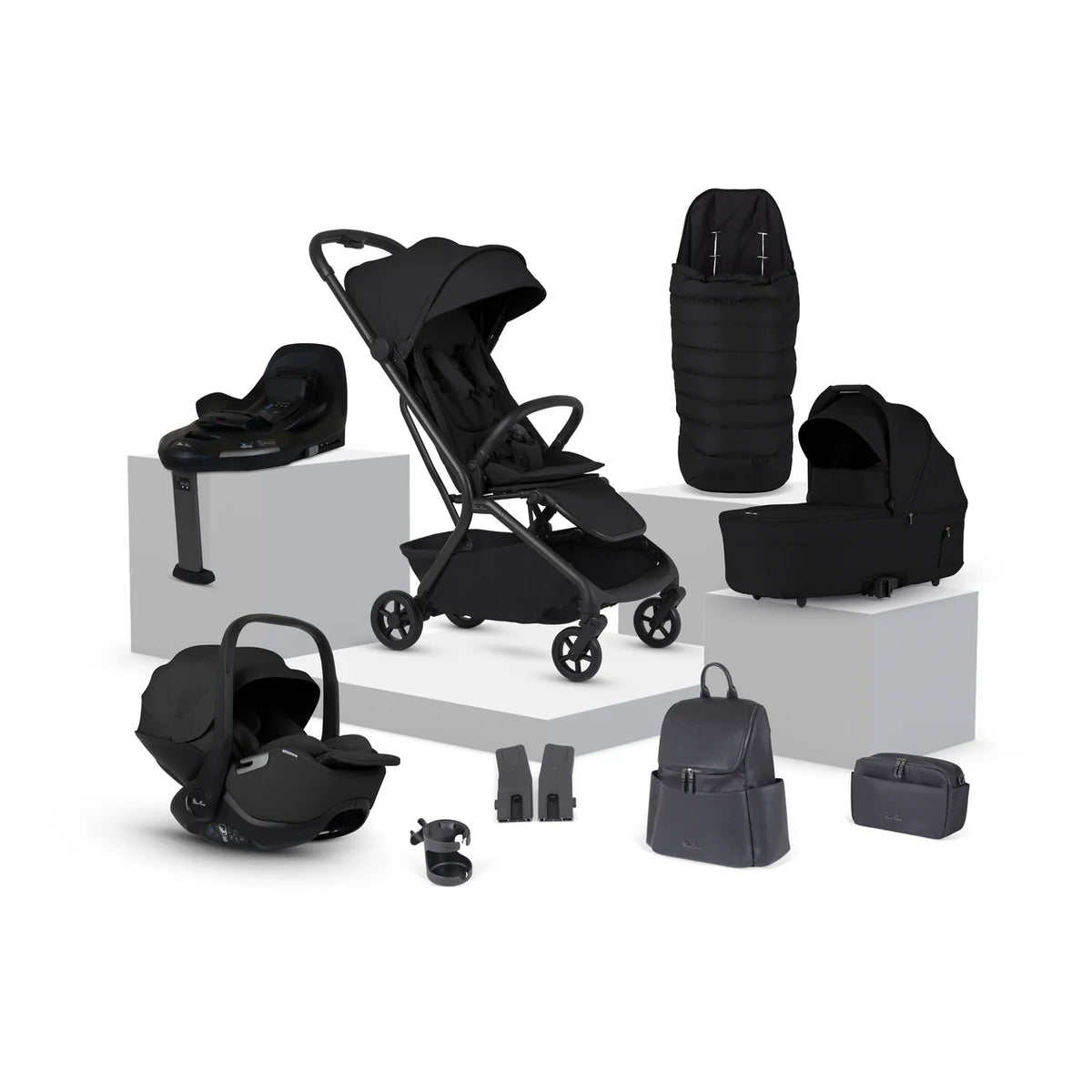 Silver Cross Nia Compact Travel System with Accessory Pack (12 Piece) Onyx