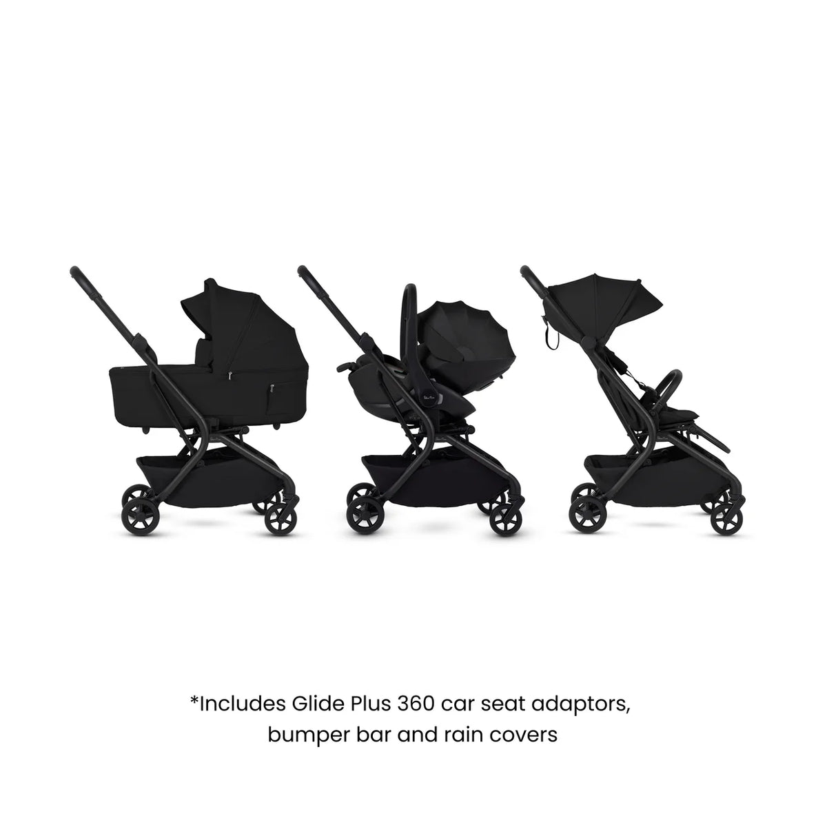 Silver Cross Nia Compact Travel System with Accessory Pack (12 Piece) Onyx