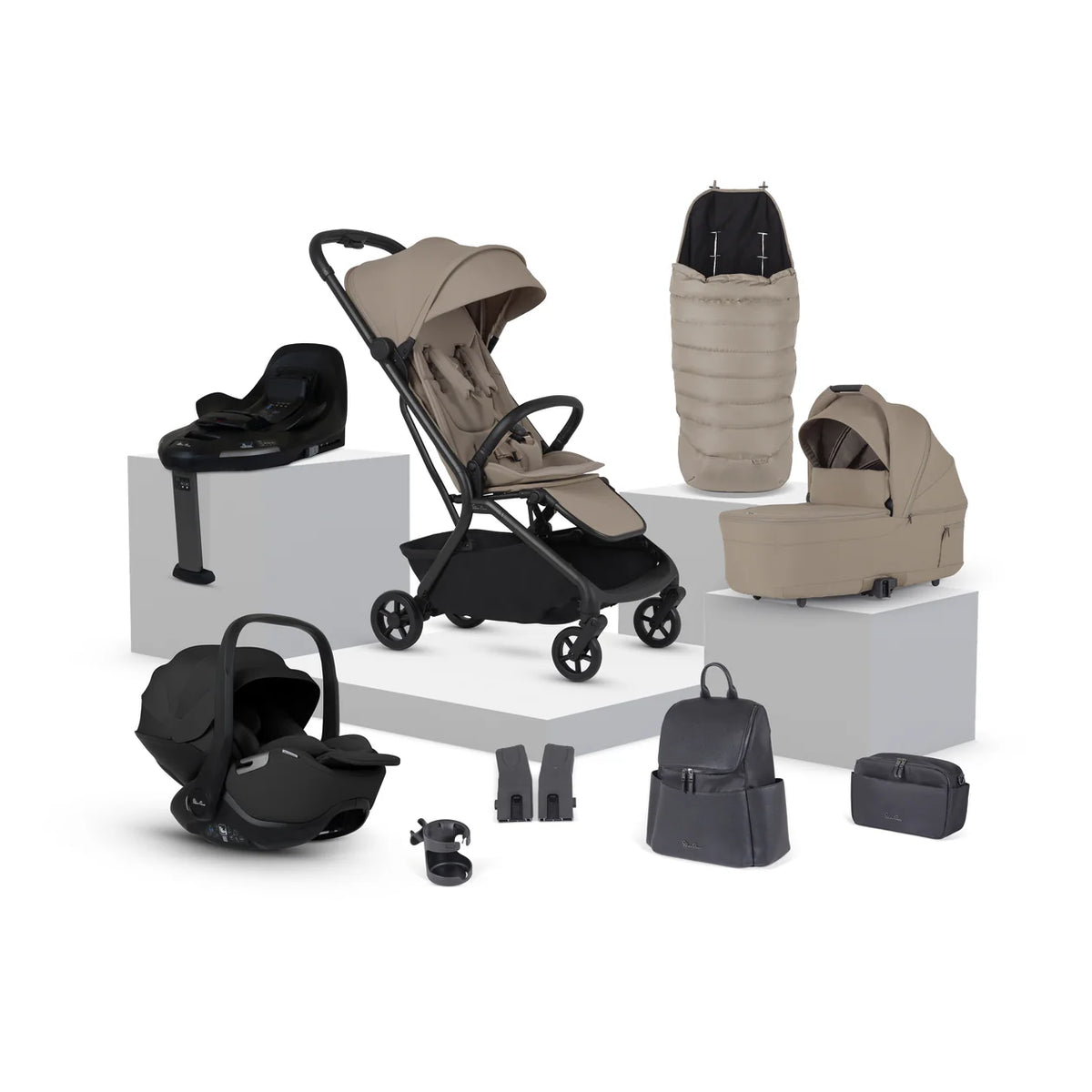 Silver Cross Nia Compact Travel System with Accessory Pack (12 Piece) Champagne