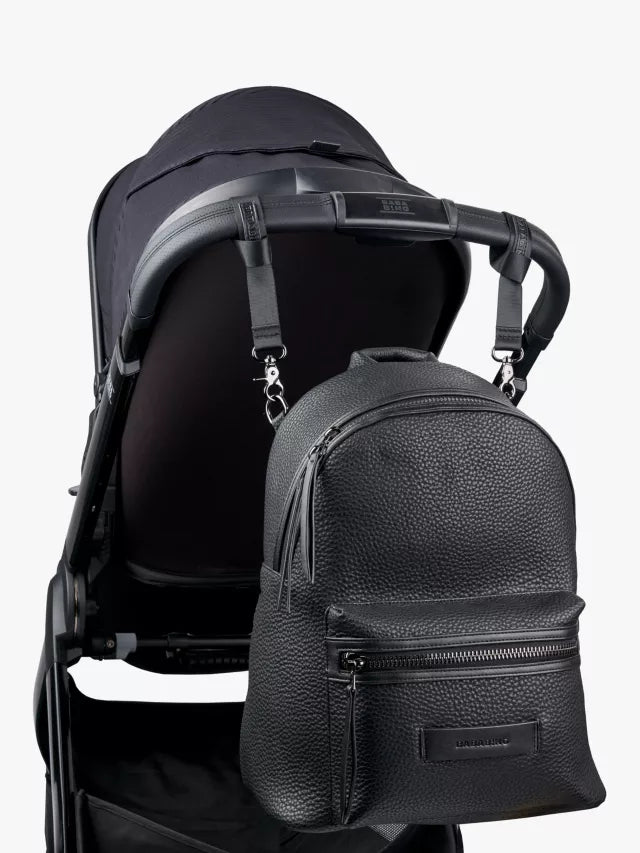BabaBing! Luca Tumbled Vegan Leather Backpack Changing Bag, Black