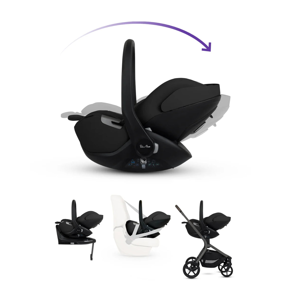 Silver Cross Breez Pewter Travel System Ultimate 360 Infant Carrier Bundle (12 piece)