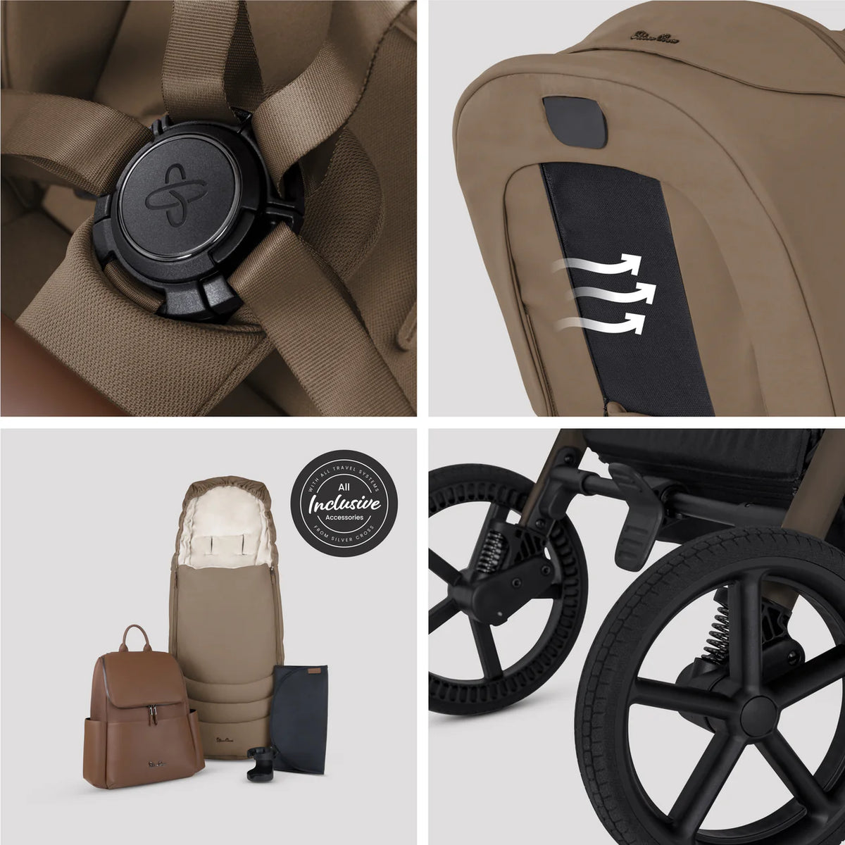 Silver Cross Breez Maple Travel System Ultimate 360 Infant Carrier Bundle (12 piece) Taupe