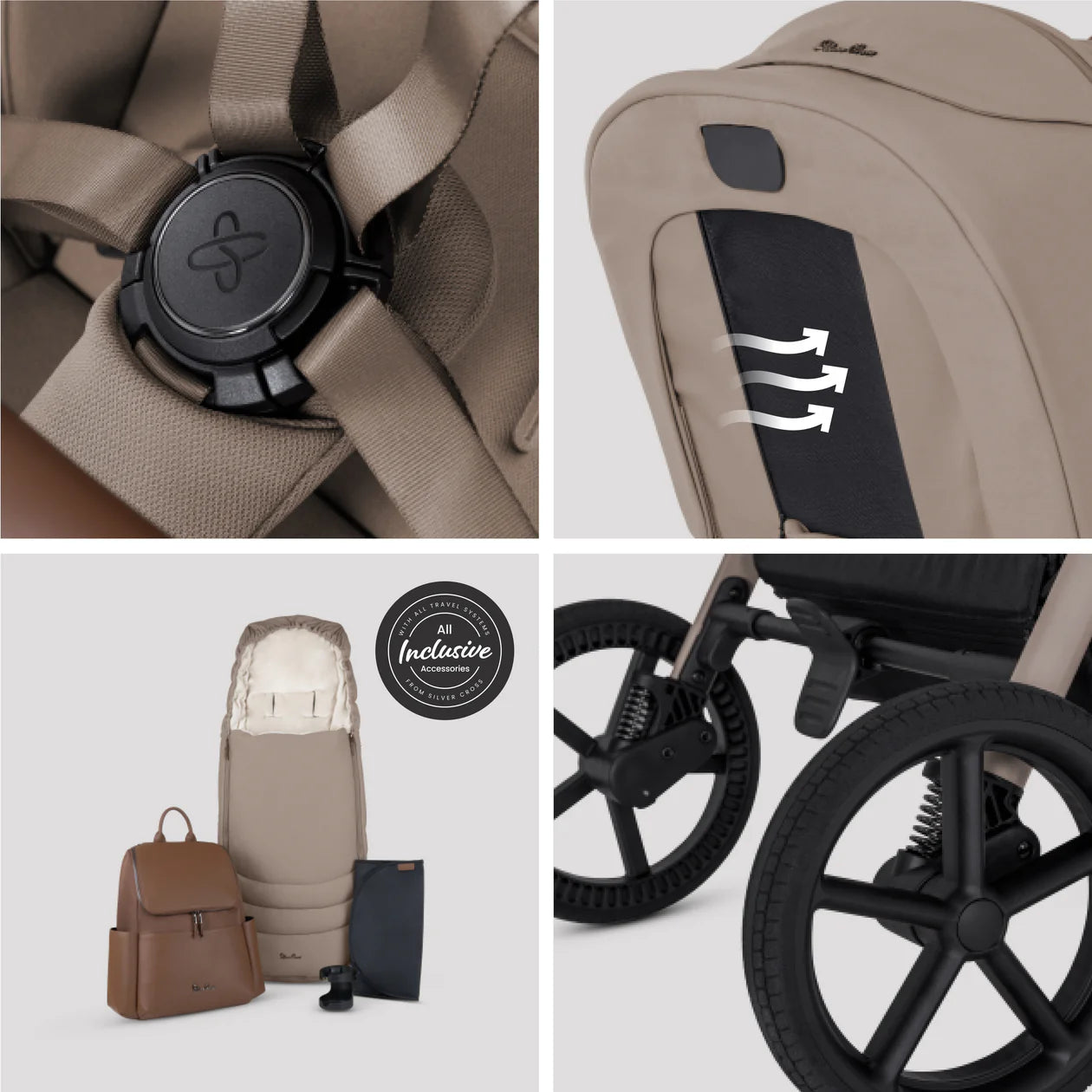 Silver Cross Breez Champagne Travel System Ultimate 360 Infant Carrier Bundle (12 piece)
