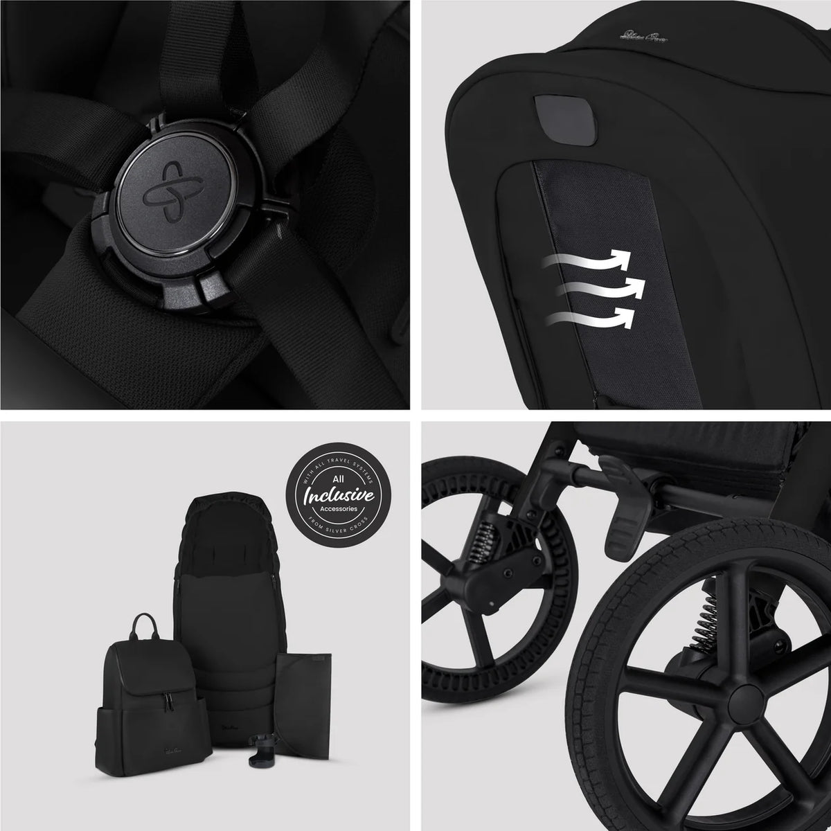 Silver Cross Breez Onyx Travel System Ultimate 360 Infant Carrier Bundle (12 piece)