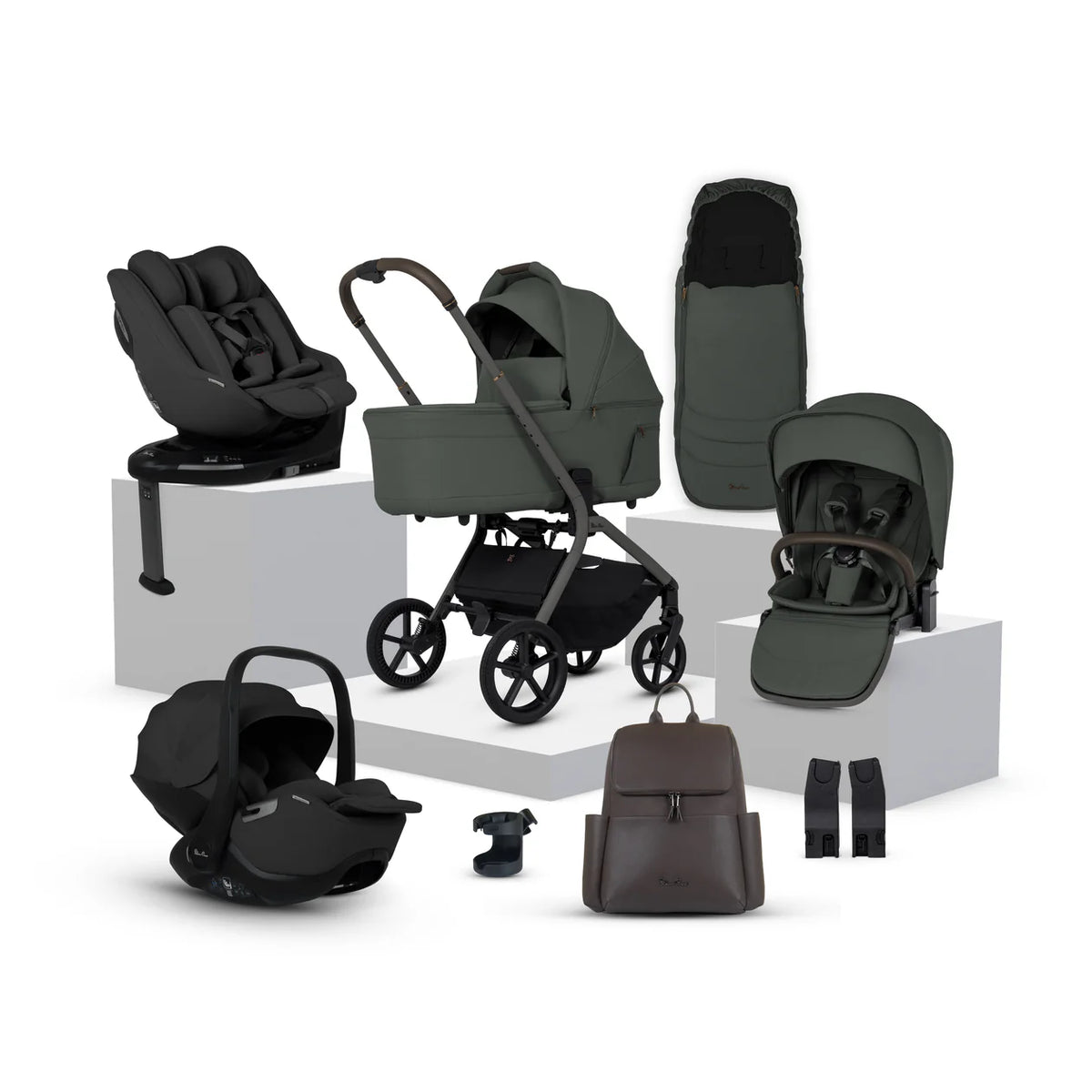 Silver Cross Breez Pewter Travel System Ultimate 360 Family Car Seat Bundle (13 piece)