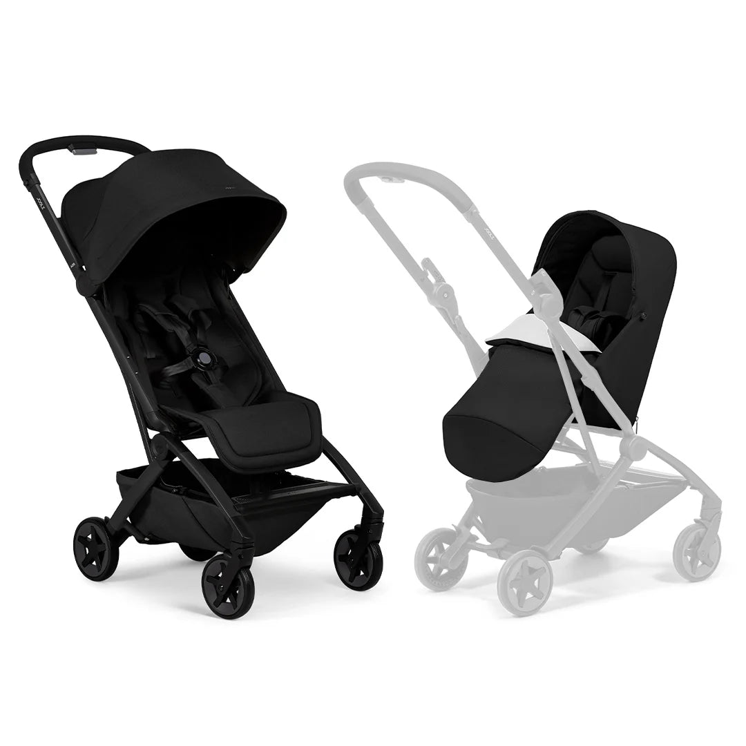 Joolz Aer2 Compact Stroller - Space Black With Nest Seat and Bumper Bar