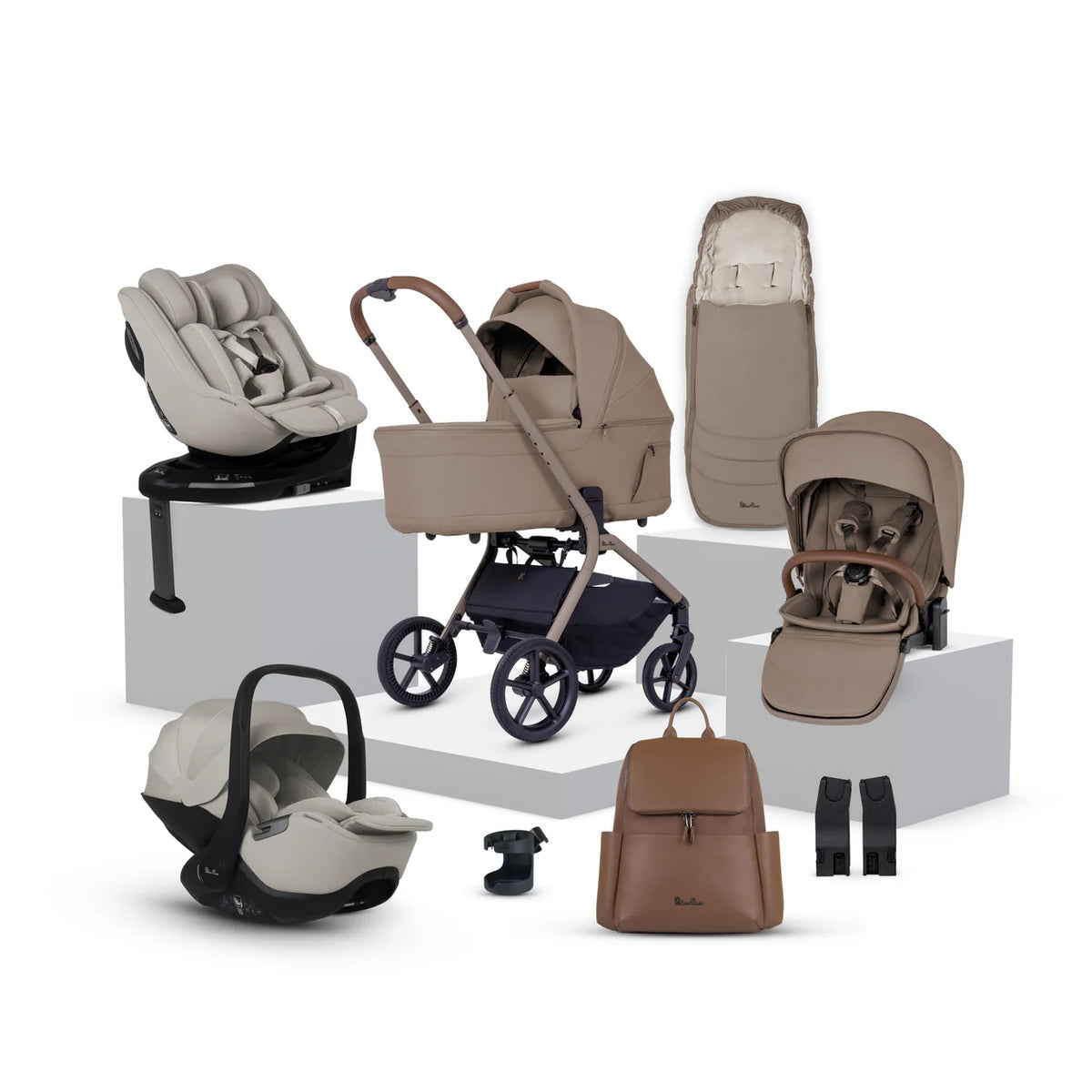 Silver Cross Breez Champagne Travel System Ultimate 360 Family Car Seat Bundle (13 piece)