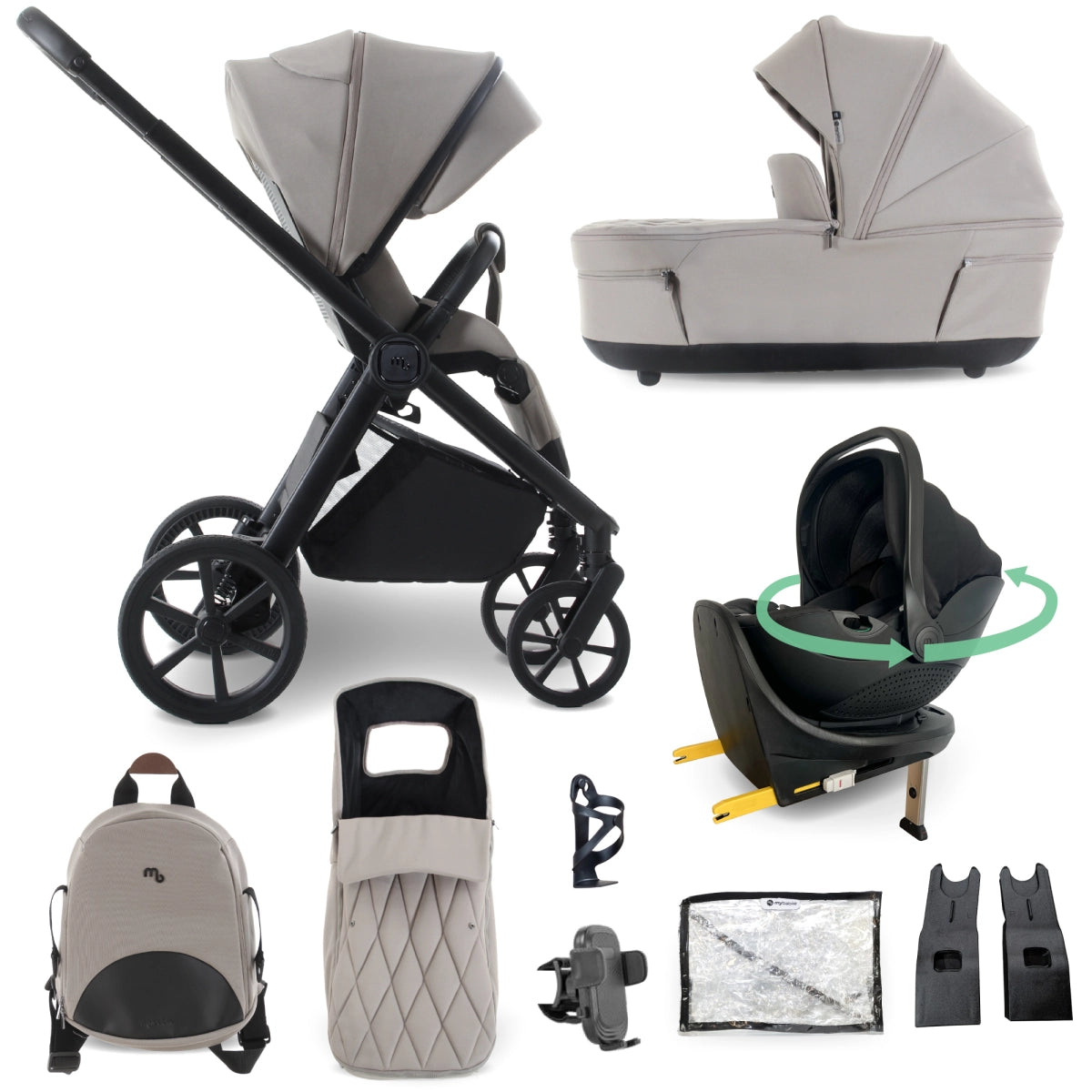 My Babiie MB450 Luxe Travel System - Mink 360 Base *PRE ORDER