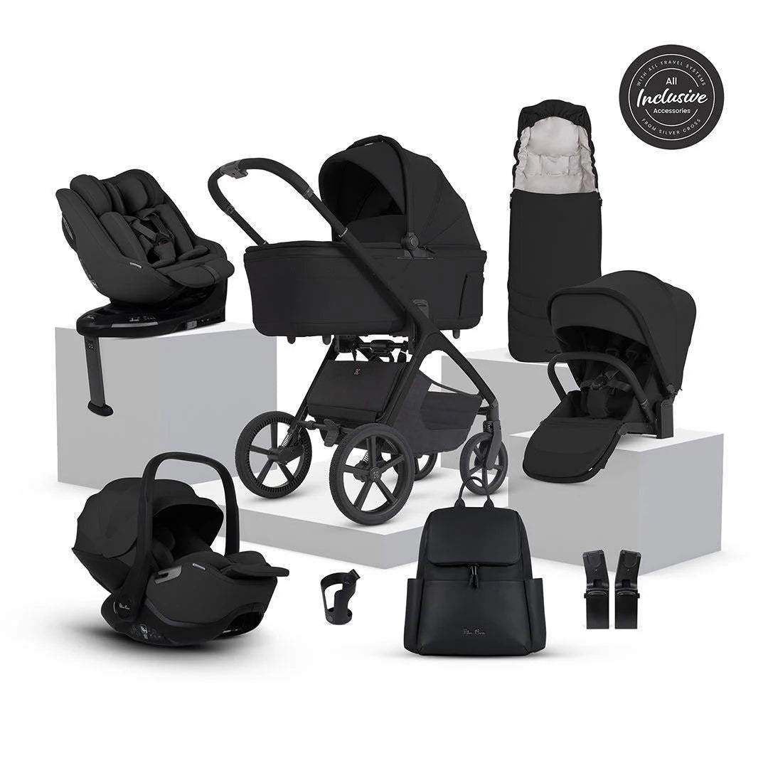 Silver Cross Cove 2 Travel System Ultimate 360 Family Car Seat Bundle (11 piece) Onyx