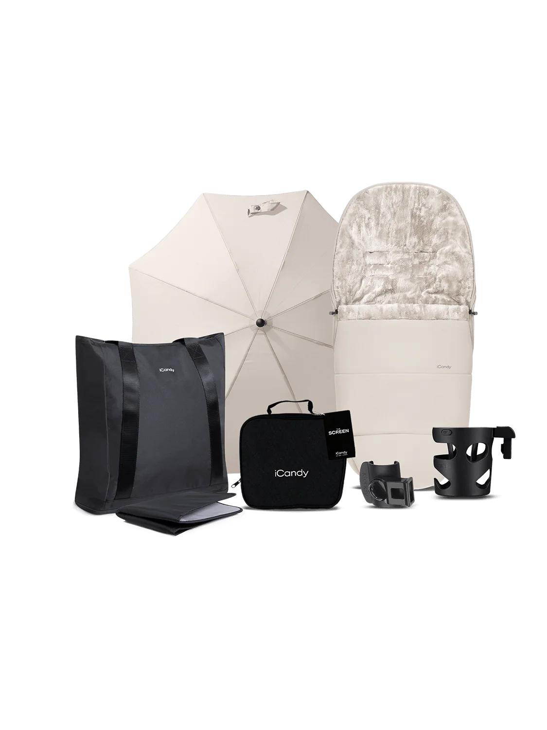 iCandy Core 2 Pushchair and Carrycot - Complete 360 Car Seat Bundle Sandstone