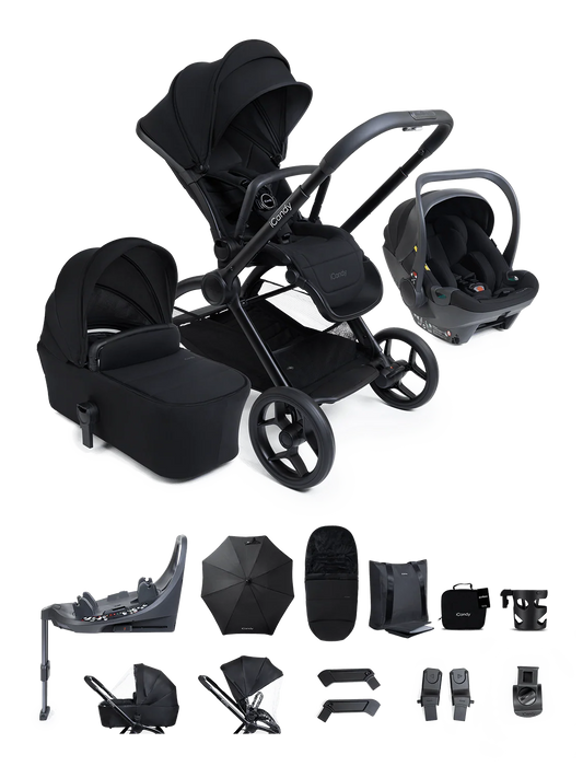 iCandy Core 2 Pushchair and Carrycot - Complete 360 Car Seat Bundle Black