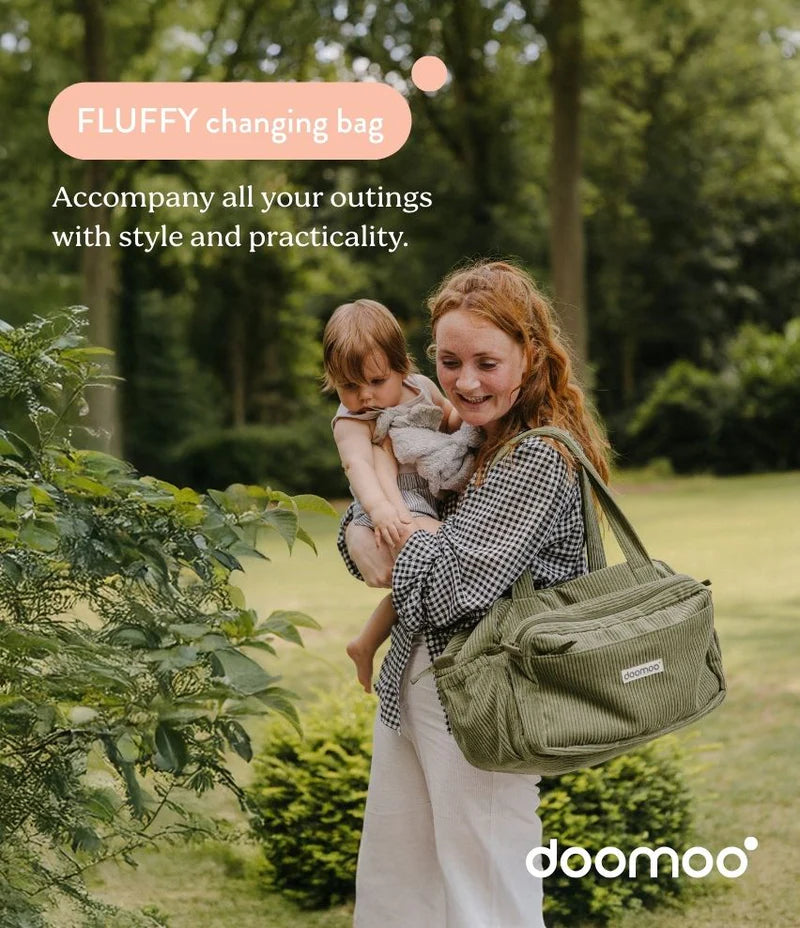 Doomoo CORDUROY SOFT CHANGING BAG FLUFFY Hospital Bag Khaki