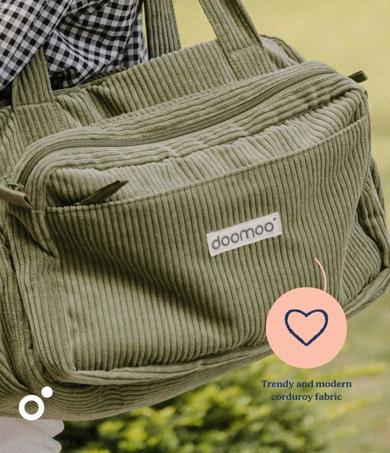 Doomoo CORDUROY SOFT CHANGING BAG FLUFFY Hospital Bag Khaki