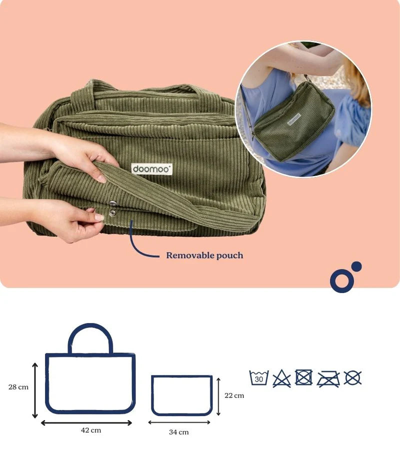 Doomoo CORDUROY SOFT CHANGING BAG FLUFFY Hospital Bag Khaki