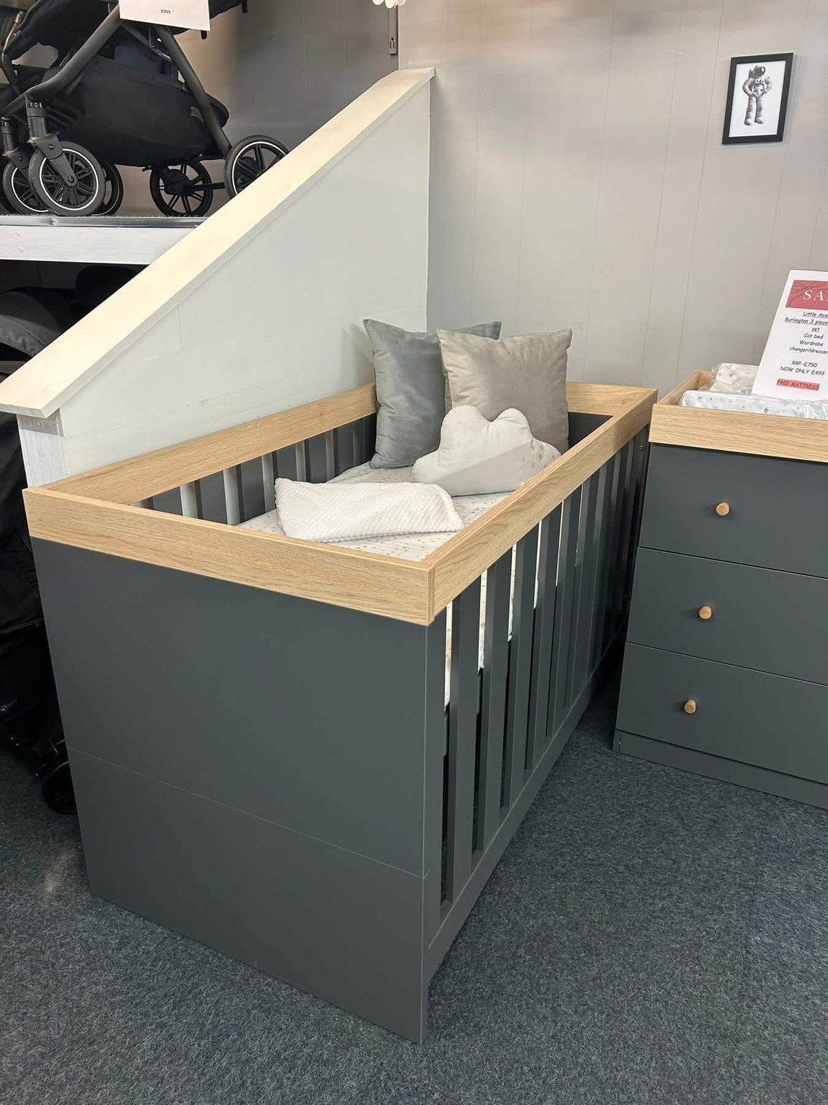 Little Acorns Burlington 3 Piece Nursery Room Set – Grey * Store collection only or local delivery NO shipping