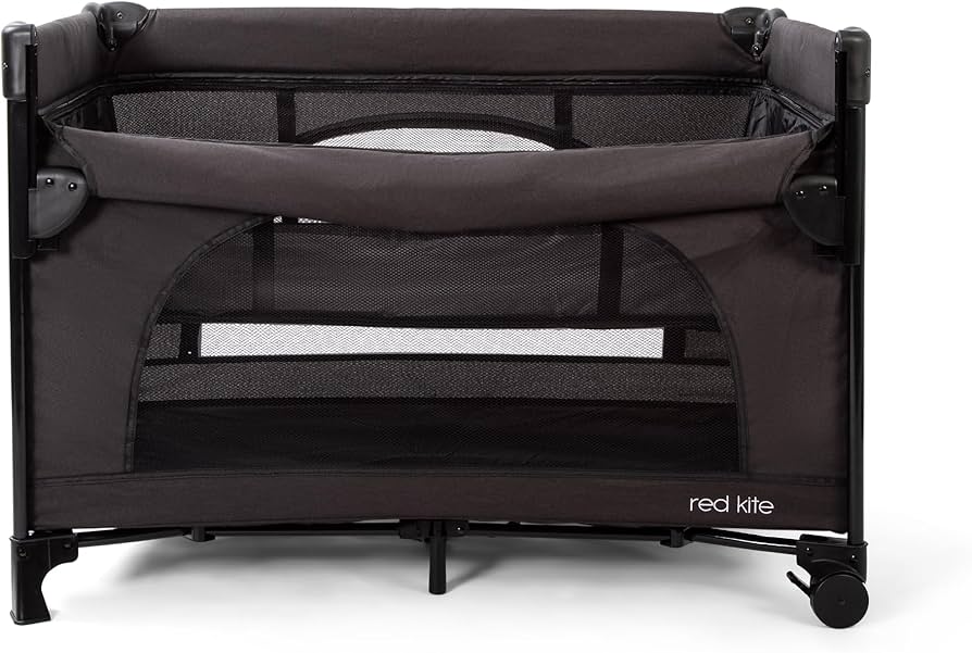 Red Kite Dreamer Bedside Crib with Newborn Bassinette - Black
