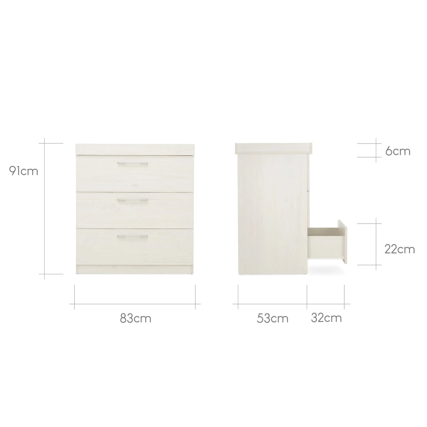 CuddleCo Freya 3 Piece Nursery Furniture Set - Coastal White