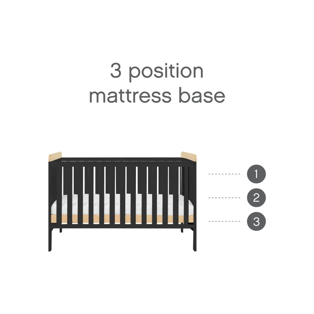 Tutti Bambini Rio Cot Bed Bundle Including Cot Top Changer and Mattress - Slate Grey And Oak