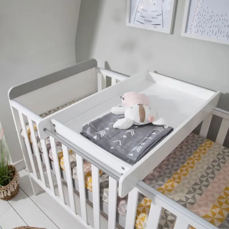 Tutti Bambini Rio Cot Bed Bundle Including Cot Top Changer and Mattress - White And Grey