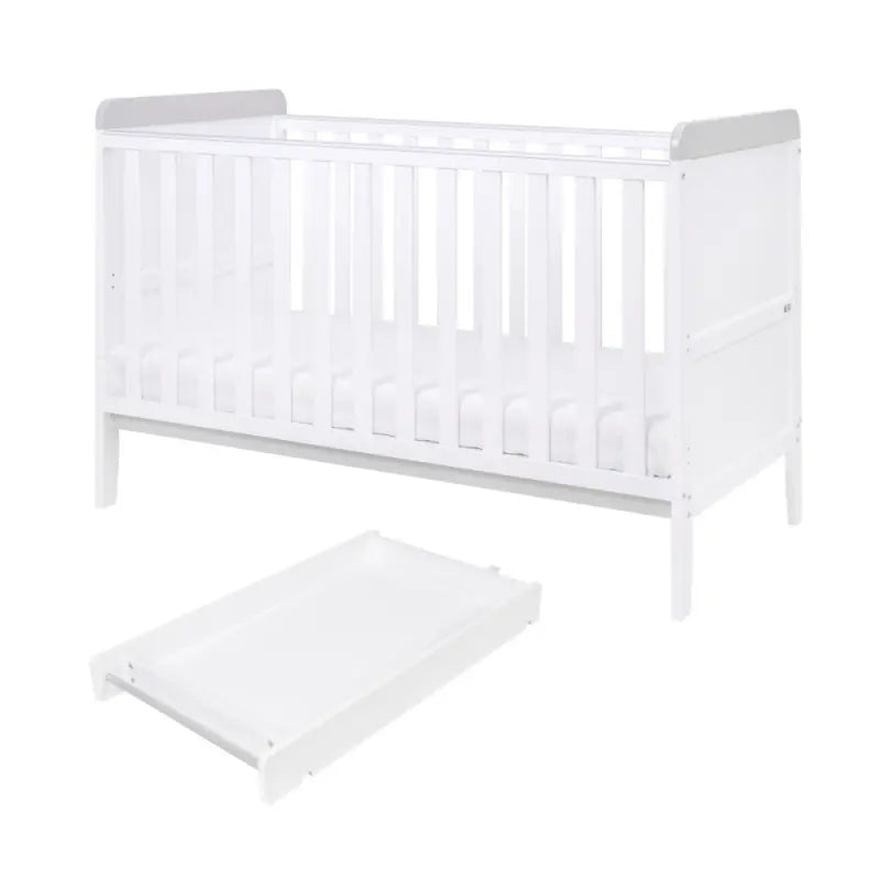 Tutti Bambini Rio Cot Bed Bundle Including Cot Top Changer and Mattress - White And Grey