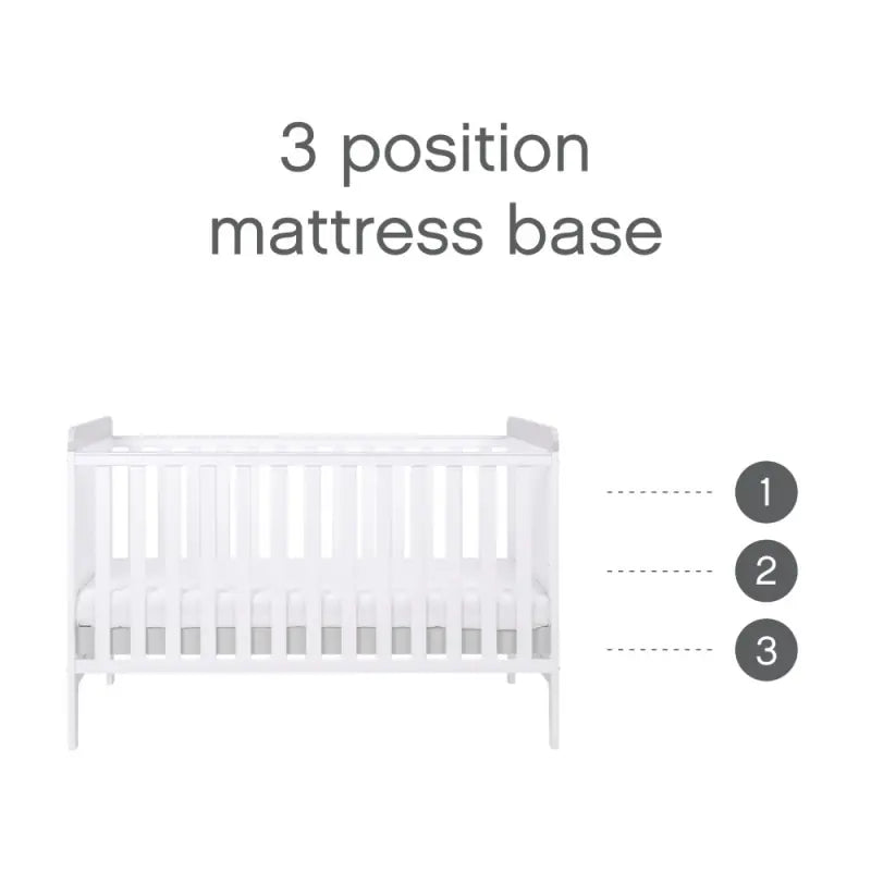 Tutti Bambini Rio Cot Bed Bundle Including Cot Top Changer and Mattress - White And Grey
