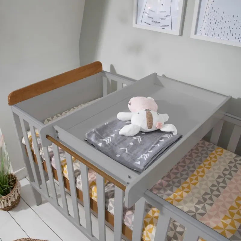 Tutti Bambini Rio Cot Bed Bundle Including Cot Top Changer and Mattress - Dove Grey And Oak