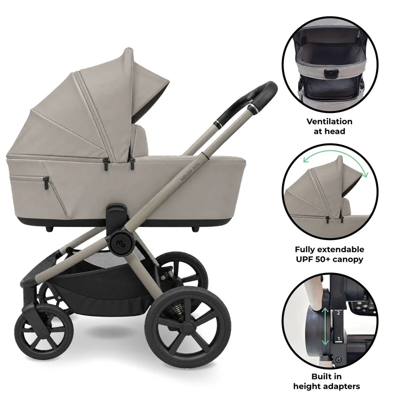 My Babiie MB450 ARC 2-in-1 Pushchair & Folding Carrycot – Champagne Taupe Pre Order End Of November Delivery
