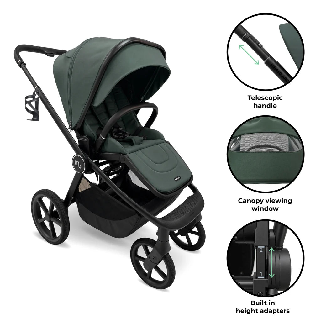My Babiie MB450 ARC Spin & Slide All Stages Travel System – Himalayan Green Pre Order End of November