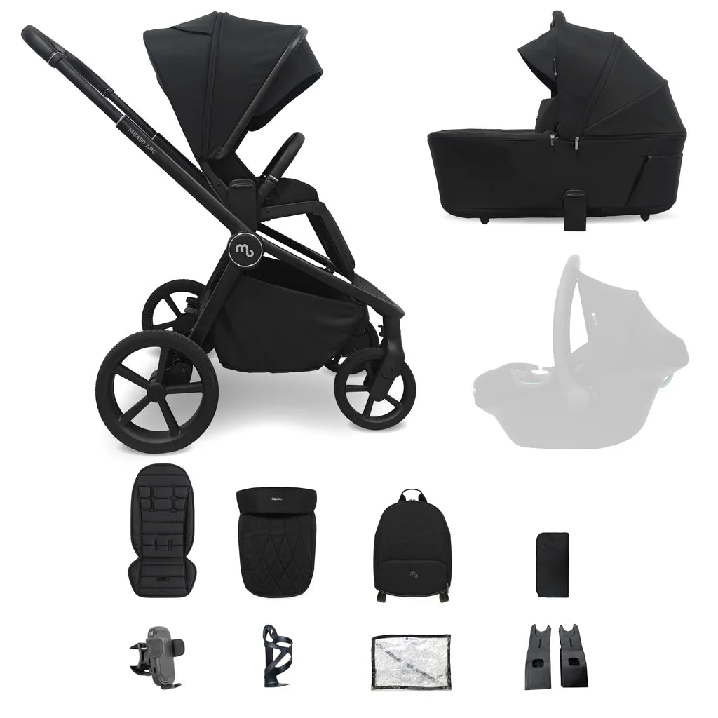 My Babiie MB450 ARC 2-in-1 Pushchair & Folding Carrycot –  Onyx Black  Pre Order End Of November Delivery
