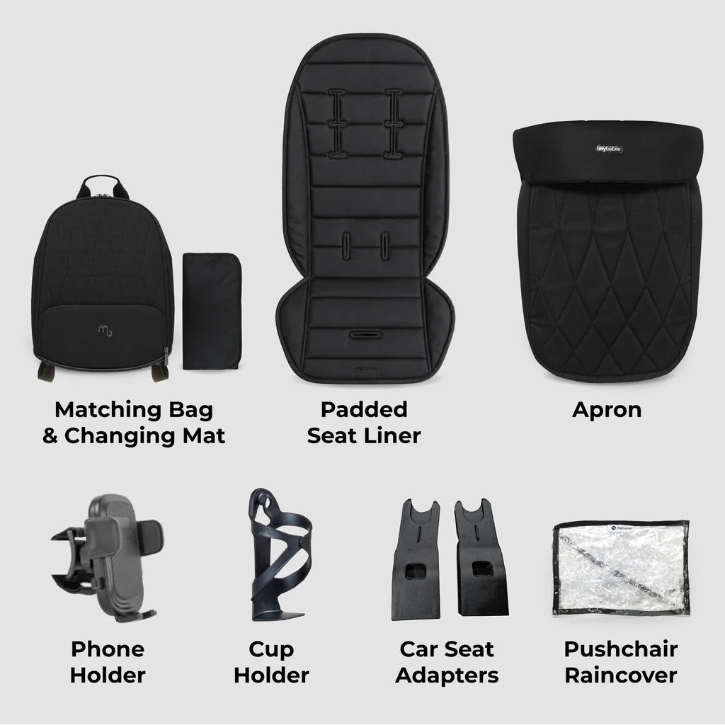 My Babiie MB450 ARC 3-in-1 Travel System with Car Seat – Onyx Black Pre Order End Of November Delivery