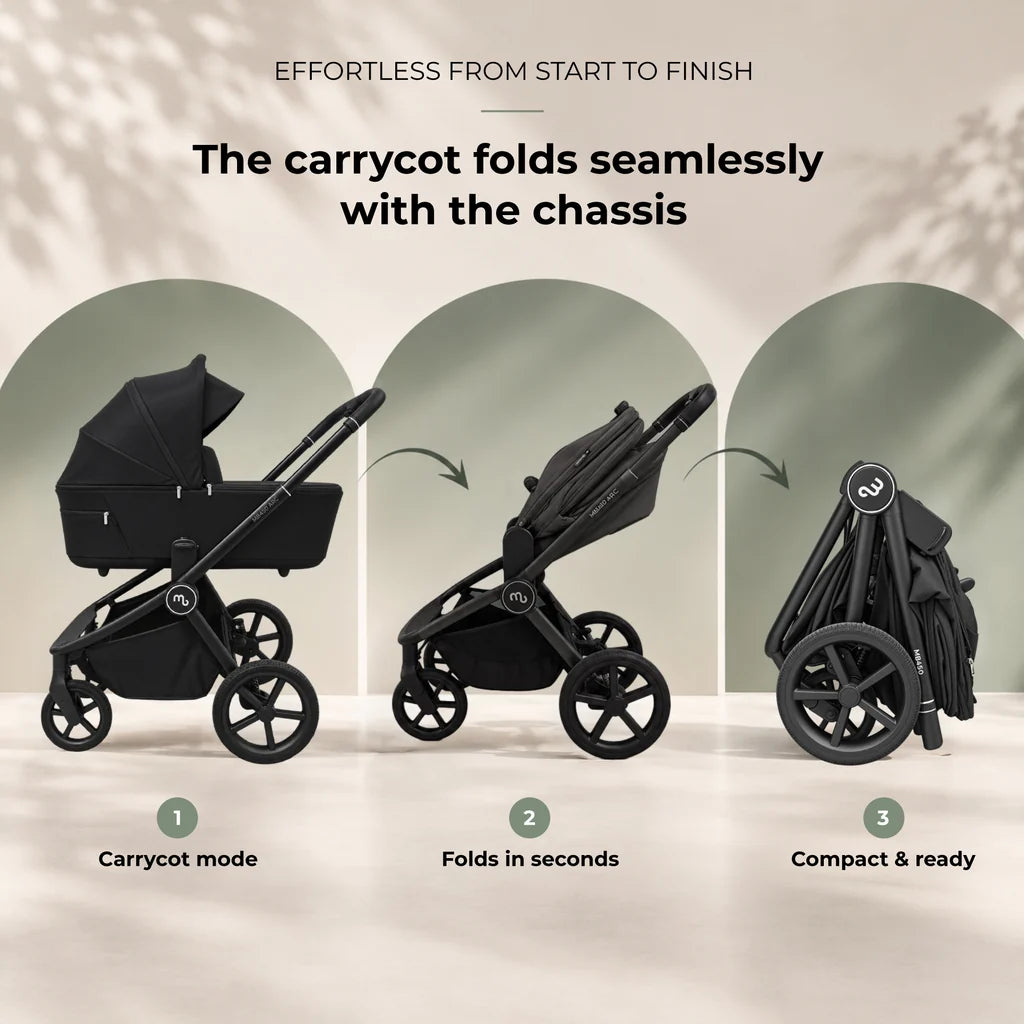 My Babiie MB450 ARC 2-in-1 Pushchair & Folding Carrycot –  Onyx Black  Pre Order End Of November Delivery