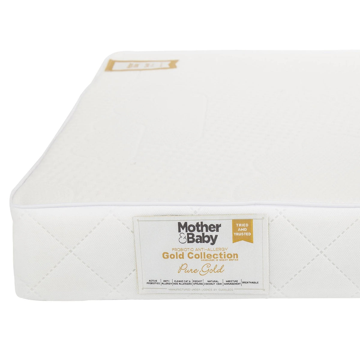 Mother&Baby Pure Gold Anti-Allergy Coir Pocket Sprung Cot bed Mattress 120 x 60cm