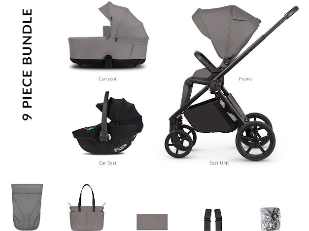 Venicci Claro 2 9 Piece Comfort Bundle Fog Black Tiago