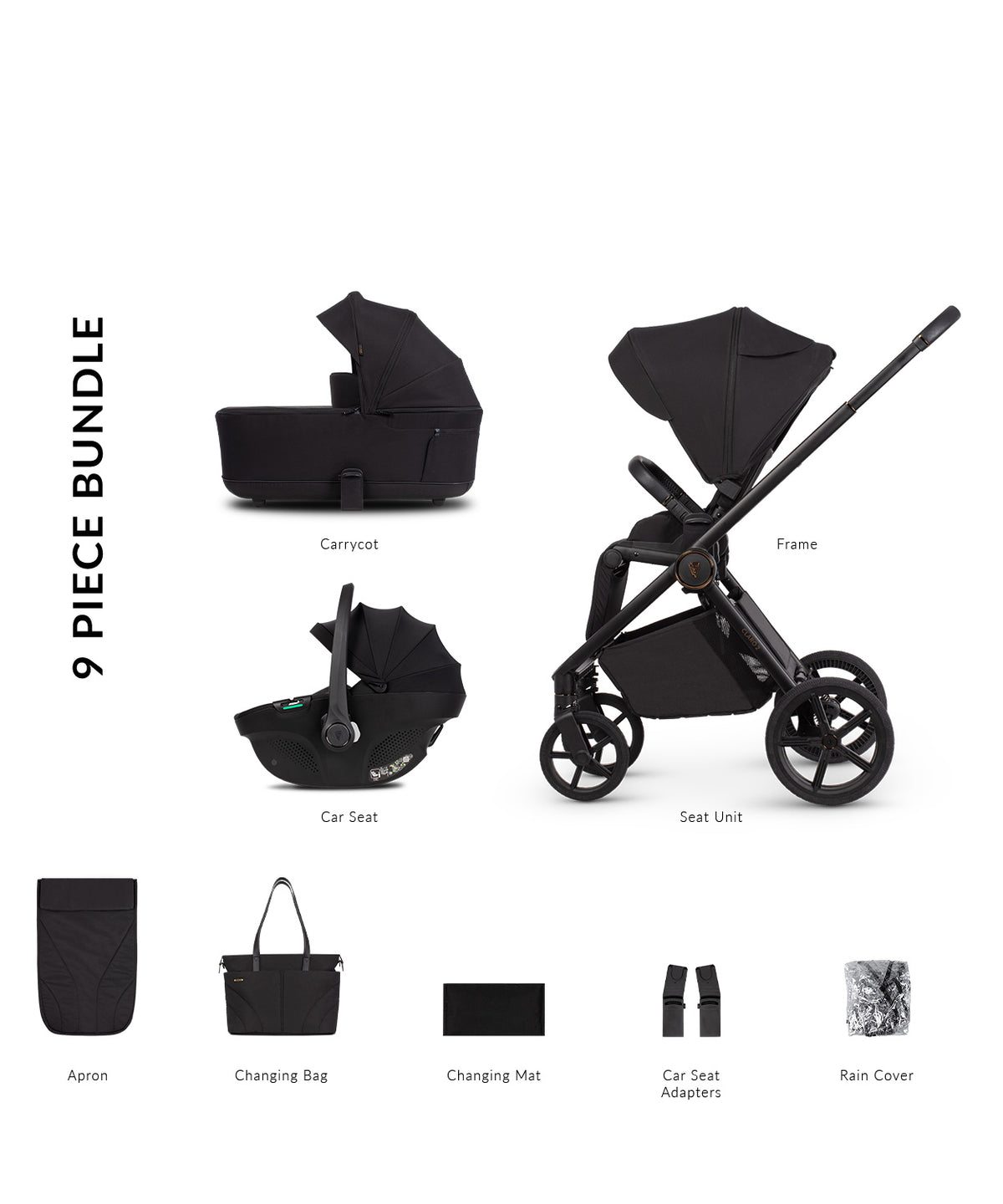 Venicci Claro 2 9 Piece Comfort Bundle Noir Black Tiago
