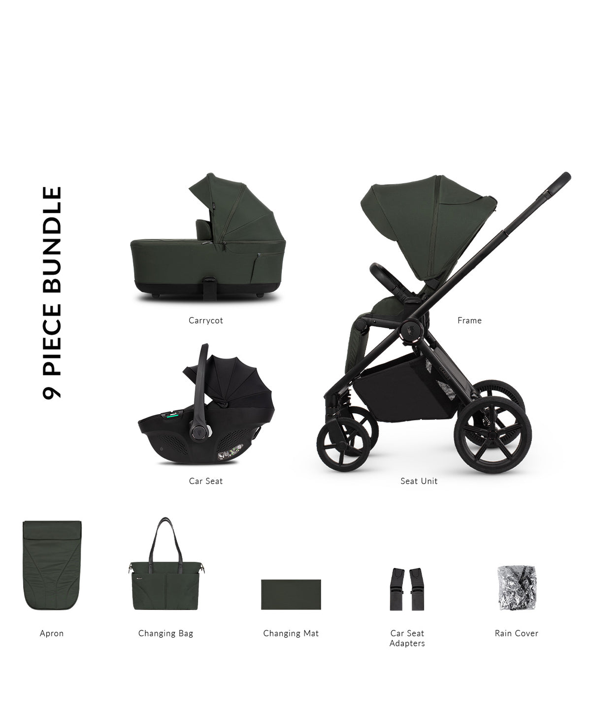 Venicci Claro 2 9 Piece Comfort Bundle Forest Black Tiago
