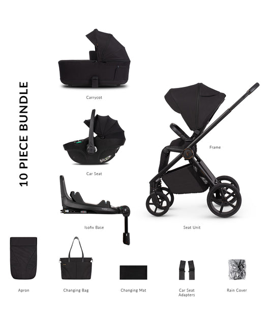 Venicci Claro 2 10 Piece Luxury Bundle Noir Black Tiago