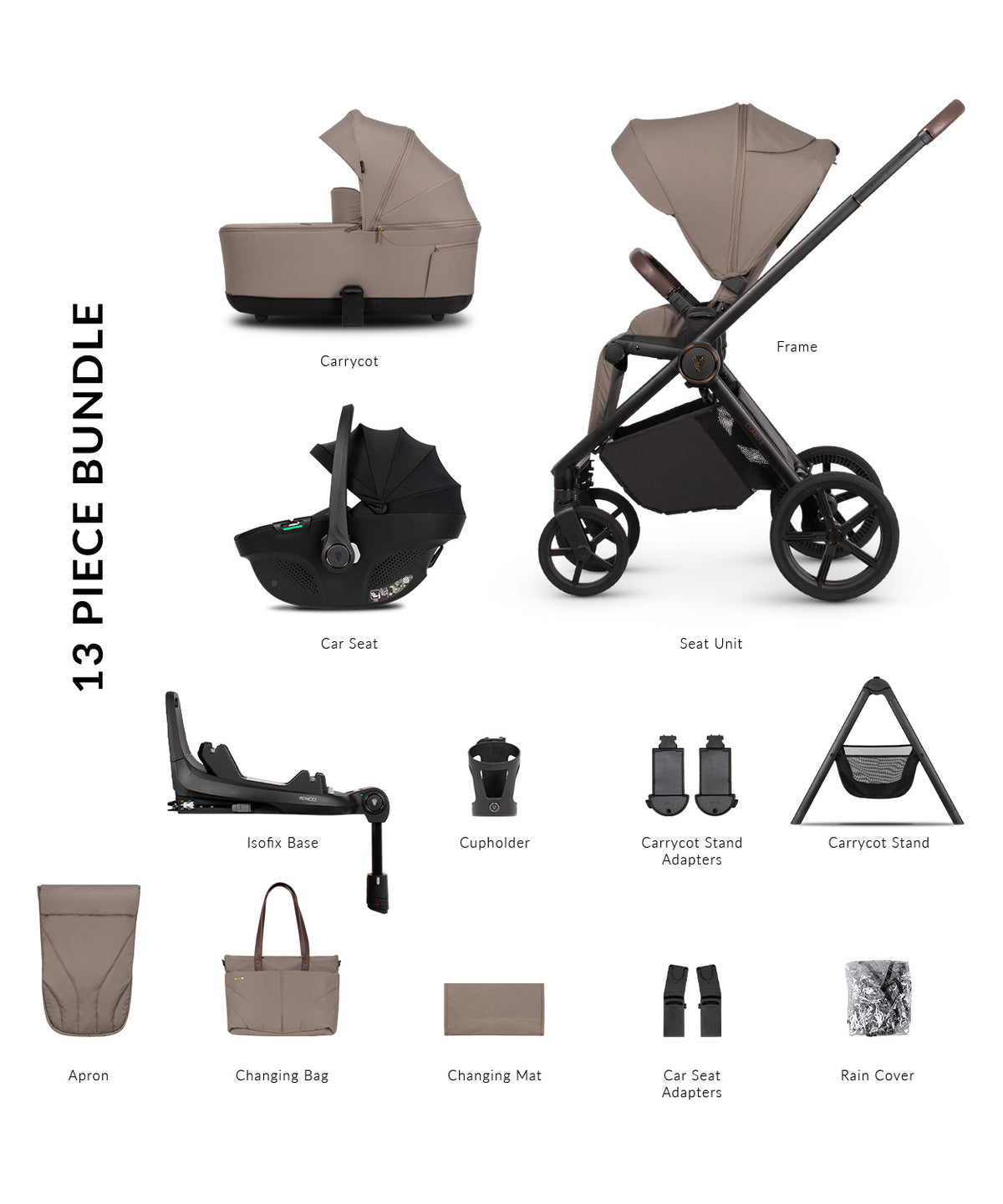 Venicci Claro 2 13 Piece Ultimate Bundle Almond Black Tiago