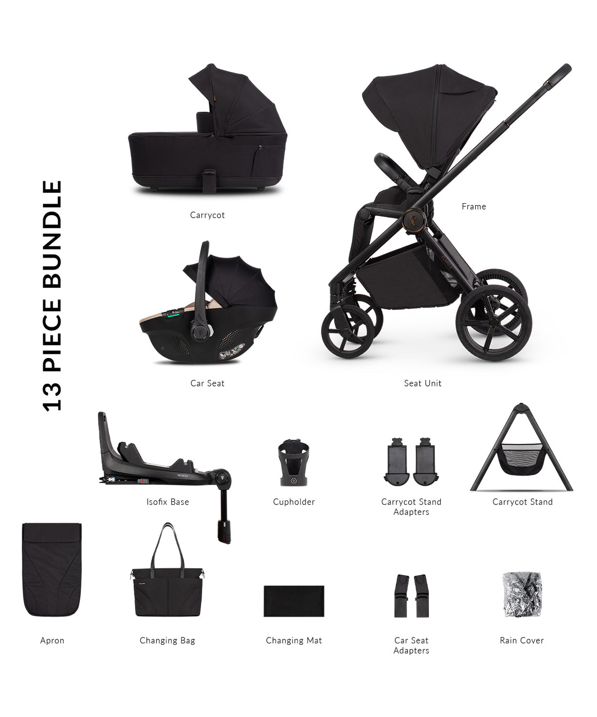Venicci Claro 2 13 Piece Ultimate Bundle Noir Beige  Tiago