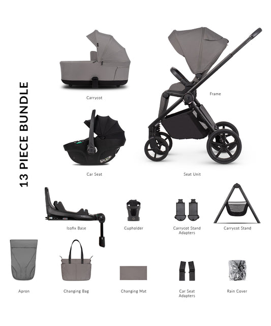 Venicci Claro 2 13 Piece Ultimate Bundle Fog Black  Tiago