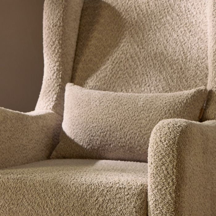 Harper Wingback Rocking Chair & Footstool - Teddy Mushroom