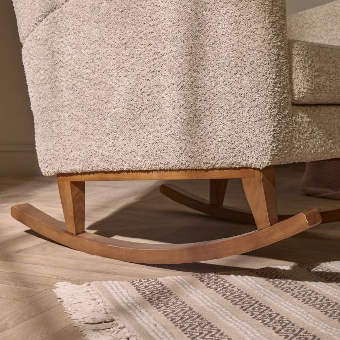 Harper Wingback Rocking Chair & Footstool - Teddy Mushroom