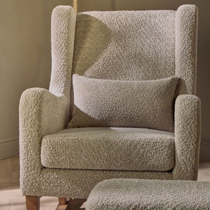 Harper Wingback Rocking Chair & Footstool - Teddy Mushroom