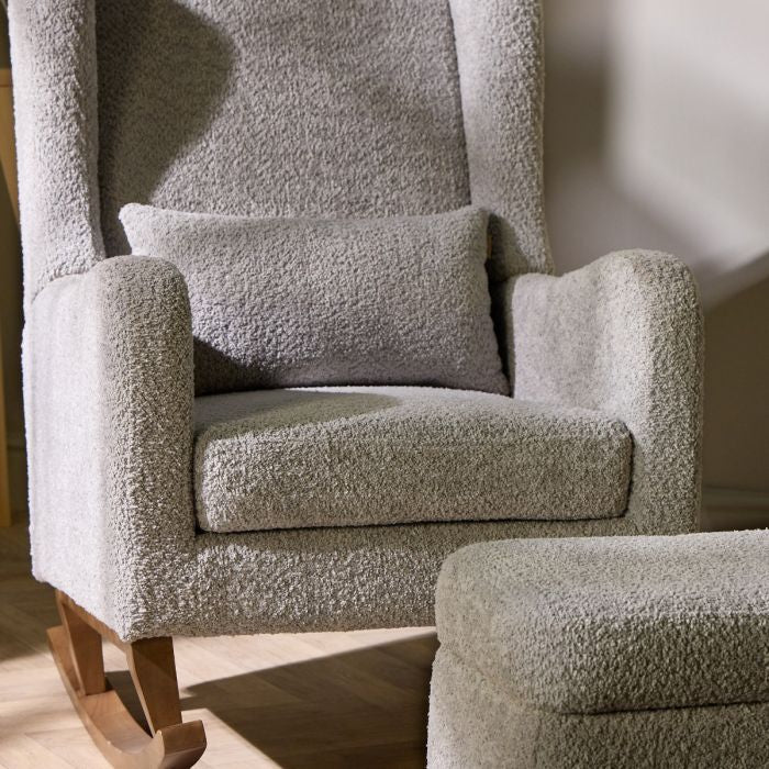 Harper Wingback Rocking Chair & Footstool - Cloud Grey