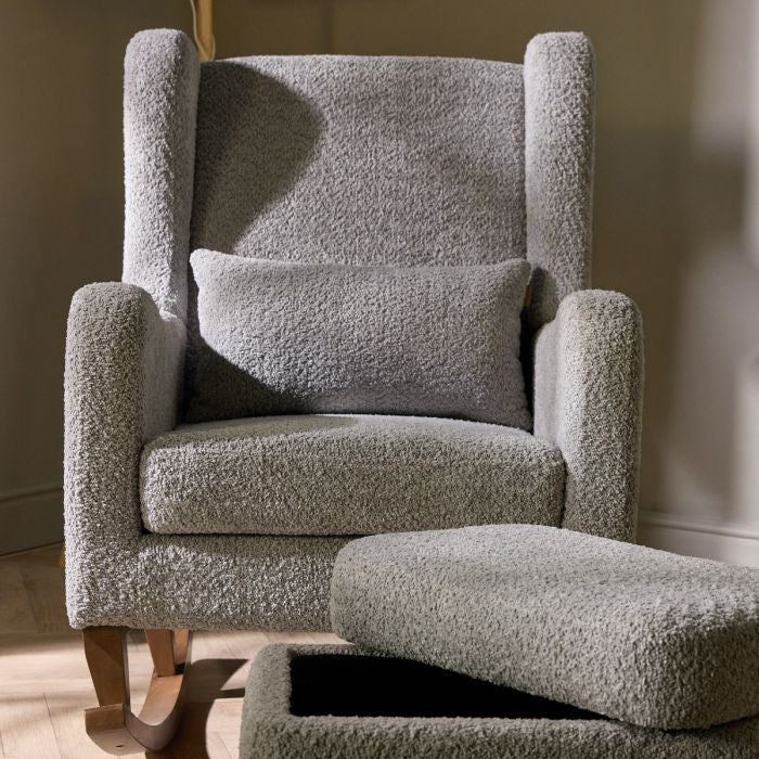 Harper Wingback Rocking Chair & Footstool - Cloud Grey
