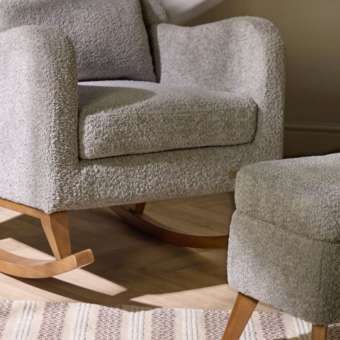 Harper Wingback Rocking Chair & Footstool - Cloud Grey