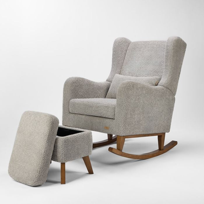 Harper Wingback Rocking Chair & Footstool - Cloud Grey