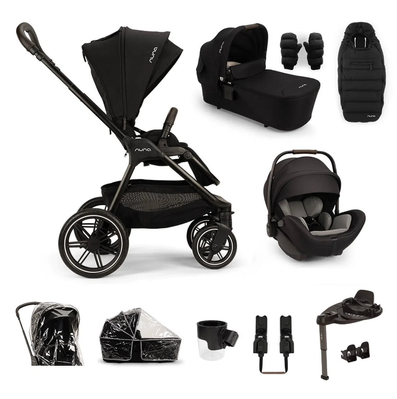 Nuna TRIV lx All Seasons Pushchair Set, Arra Flex and Rotating Curv Base Caviar Ex Display