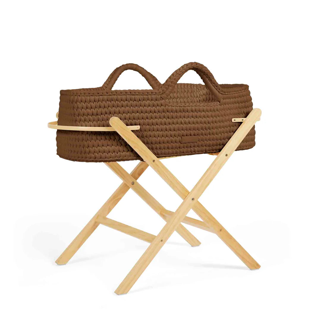 Ickle Bubba Nova Basket And Stand Crochet Mocha With Pine Stand